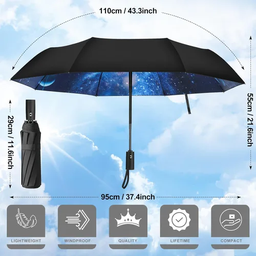 Vista 4 de ZUOYOUZ Compact Travel Umbrellas for Rain Windproof, Portable, Automatic, Strong, Durable, Premium Handle, Vibrant Designs, Foldable Perfect Car