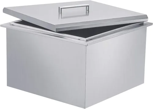 Vista 9 de Baúl de hielo desplegable - 14 pulgadas de ancho x 20-1/2 pulgadas de profundidad x 13-1/4 pulgadas de alto, enfriador de hielo de acero inoxidable