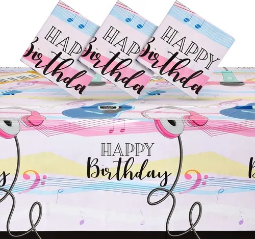 Vista 38 de Paquete de 3 manteles florales de plástico para suministros de fiesta de primer cumpleaños de bebé niña (54 x 108 pulgadas)