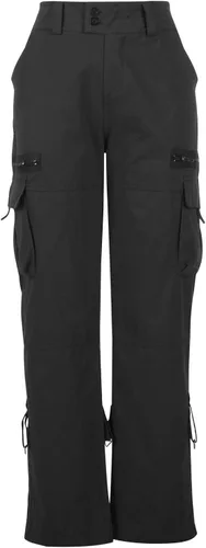 Vista 3 de LRMQS Pantalones cargo para mujer con bolsillos, cintura elástica con botones, pantalones sueltos de moda para descansar