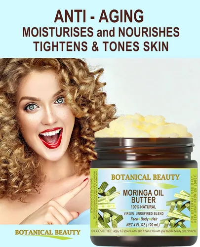 Vista 4 de MANTECA DE MORINGA – ACEITE 100% NATURAL/VIRGEN UNREFINED BLEND / 100% BOTÁNICO PURO. 4 Fl.oz.- 4.1 fl oz. Para el cuidado de la piel, el cabello