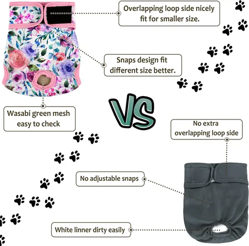 Vista 7 de Pañales para perras hembra, pañales reutilizables para perritos en celo, altamente absorbentes para la incontinencia de mascotas, con broches