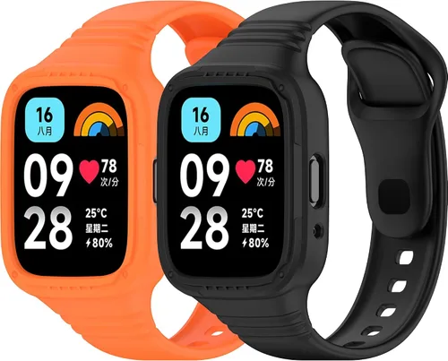 Vista 10 de Compatible con Redmi Watch 3 Active/Watch 3 Lite correas con funda antigolpes, correa deportiva de repuesto ajustable de silicona para Redmi Watch 3