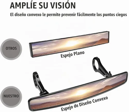Vista 3 de Amplio retrovisor espejo para carrera con abrazadera de 2" para POLARIS RZR XP 900 Can Am Maverick, 4,4 cm Abrazadera