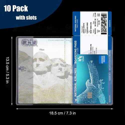 Vista 2 de Funda transparente para pasaporte, funda protectora impermeable para pasaporte, funda de vinilo transparente para tarjeta de embarque y organizador