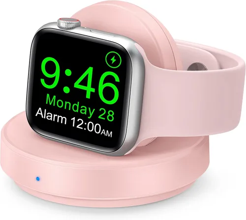 Vista 11 de ZAPOGO - Andamio de carga magnético portátil para Apple Watch, soporte de reloj inalámbrico de carga rápida con cable de carga, modo de mesita