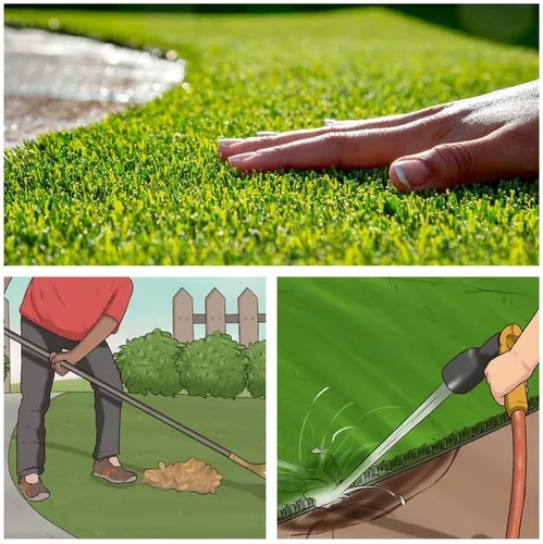 Vista 7 de Alfombra de Césped Artificial Turf Astroturf, 1x20 Pies Interior Exterior Césped Falso para Perros Potty, Respaldo de Goma con Drenaje, Fácil