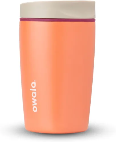 Vista 48 de Owala SmoothSip Slider - Vaso de café aislado de acero inoxidable, reutilizable, taza de café helado, taza de viaje para café caliente, sin BPA, 12