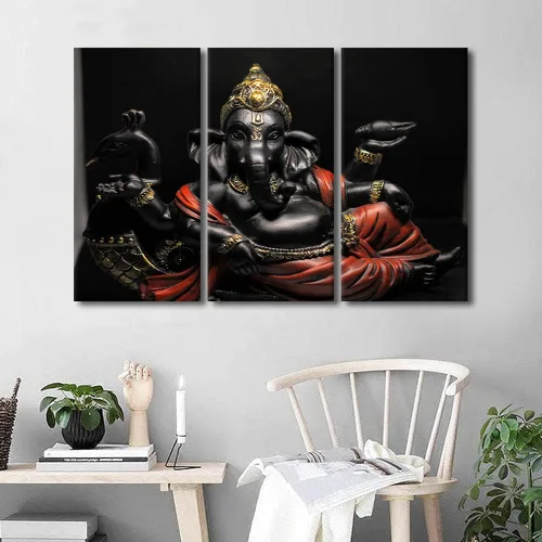 Vista 57 de TUMOVO Arte de pared de Dios hindú para sala de estar, lienzo de Ganesha, arte de pared de escultura de elefante, cuadros modernos, arte