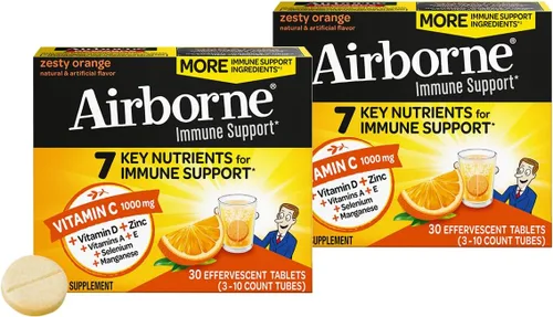 Vista 26 de Vitamina C 1000 mg (por porción), tabletas efervescentes Airborne Very Berry (36 unidades en una caja), suplemento de apoyo inmunológico sin gluten