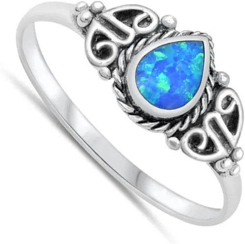 Vista 2 de ELIJA SU COLOR anillo de plata con gota