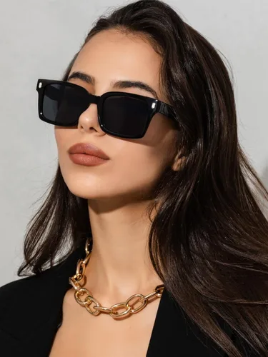 Vista 4 de GIFIORE Gafas de sol cuadradas para hombres y mujeres, gafas de sol rectangulares negras de moda