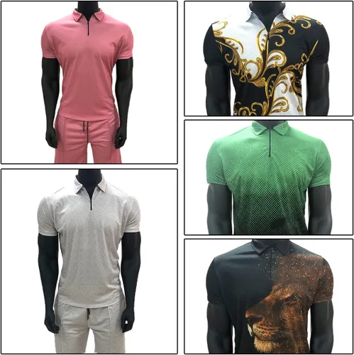 Vista 6 de Conjunto corto para hombre, conjunto de 2 piezas, conjunto deportivo de verano de manga corta, polo y pantalones cortos, traje deportivo casual