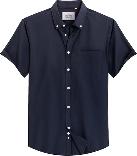 Vista 24 de Alimens & Gentle - Camisa de manga corta Oxford para hombre con ajuste regular, cuello abotonado y bolsillo