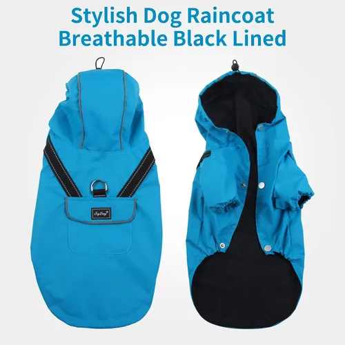Vista 3 de JoyDaog Impermeable prémium para perro con capucha para perros extra pequeños, chaqueta impermeable para deportes al aire libre, impermeable