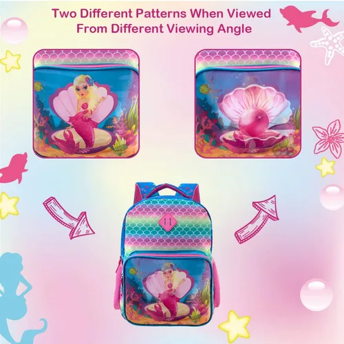 Vista 4 de HAPPYSUNNY Mochila de estudiante ligera de lentejuelas reversibles de 15 pulgadas, mochila escolar, H Mermaid - Juego de cambio de imagen, Mochilas