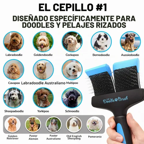 Vista 3 de Cepillo para garabatos para perros, pelo de perro, cepillo para caniches, Goldendoodle, Bernedoodle, Bernedoodle, flexible para perros, caniche