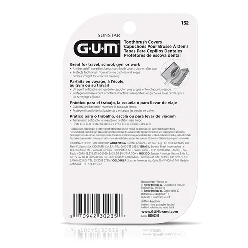 Vista 2 de GUM -152RF Fundas para cepillos de dientes para viajes, hogar o campamento, 4 fundas