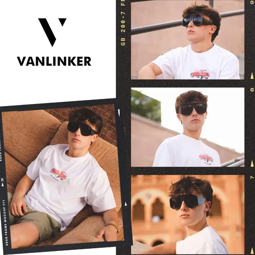 Vista 2 de VANLINKER Gafas de sol de aviador cuadradas de gran tamaño para mujeres y hombres, vintage, redondas, de los años 70, gafas de sol retro gruesas