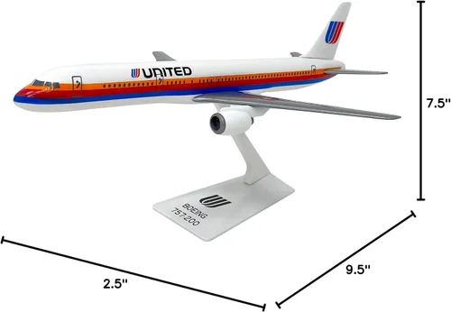 Vista 5 de United (76-93) 757-200 Escala 1:200 - Modelo de avión de plástico a presión - Réplica coleccionable de aviones United Airlines - Parte #