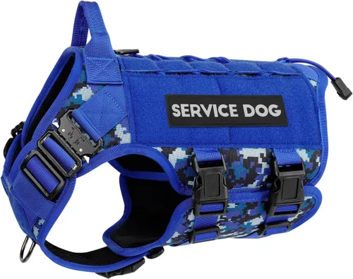 Vista 8 de PETNANNY - Chaleco táctico para perro de servicio - Arnés de apoyo emocional sin tirones con parches de gancho y bucle y sistema Molle para Negro