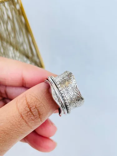 Vista 64 de Boho Spinner Ring, Mothers Day Gift, Silver 925 Women Ring, Sterling Silver 925 Ring, Fidget Spinner Ring,Women Silver Anxiety Ring