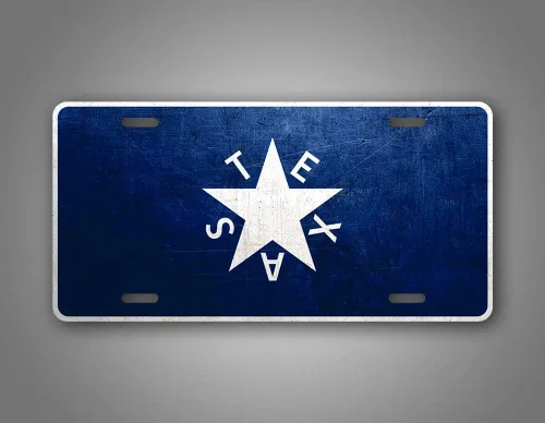 Vista 3 de Placa de matrícula de la bandera de Texas De Zavala de metal envejecido, etiqueta de automóvil antigua The Lone Star State TX 6 x 12 pulgadas