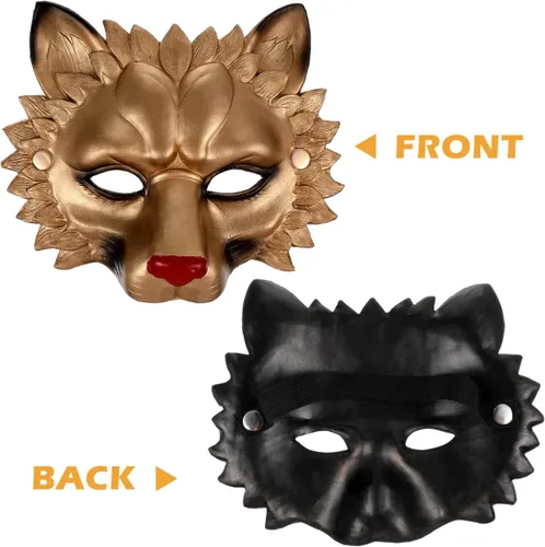 Vista 2 de Sosoport Máscara de león dorado 3D para fiestas de cosplay de Halloween