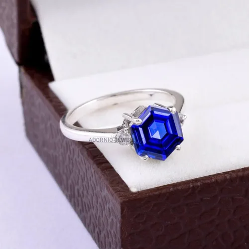 Vista 25 de Anillo de plata de ley 925 para mujer, anillo de diamantes de imitación de aguamarina de plata esterlina, anillo Art Deco de marzo, piedra natal