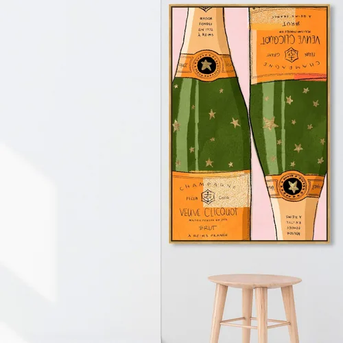 Vista 4 de Lienzo enmarcado para pared, diseño de bebidas y bebidas espirituosas, champán brillante