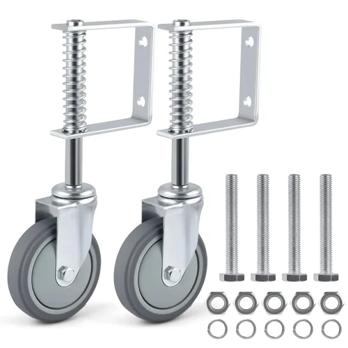Vista 10 de ERKOON Rueda de Puerta de Carga Pesada con Resorte, Ruedas de Puerta Deslizantes de 10 cm para Puerta de Madera, Puerta de Tubo de Metal, Valla