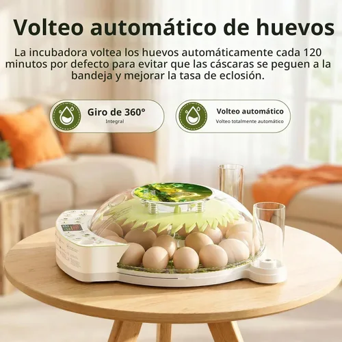 Vista 5 de Incubadora inteligente de 22 huevos, eclosión con un solo clic, control automático de humedad de temperatura, girador automático de huevos, vela
