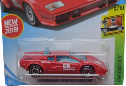 Vista 2 de Hot Wheels Lamborghini Countach Pace Car, exóticos 9/10 - rojo