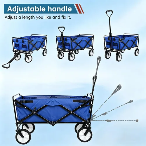 Vista 11 de Carrito plegable portátil plegable para playa, carrito de deportes al aire libre, camping, carrito de utilidad resistente con asa ajustable
