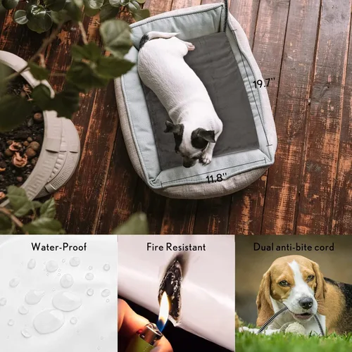 Vista 3 de Almohadilla térmica para mascotas al aire libre para gatos y perros, tapete calefactable para gato y perro con temperatura automática, almohadilla