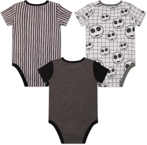 Vista 2 de Disney Nightmare Before Christmas Jack Skellington - Paquete de 3 mamelucos para bebé, color gris