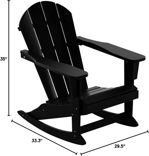 Vista 2 de WestinTrends Silla mecedora Malibu de poliéster para exterior/patio Adirondack, Negra