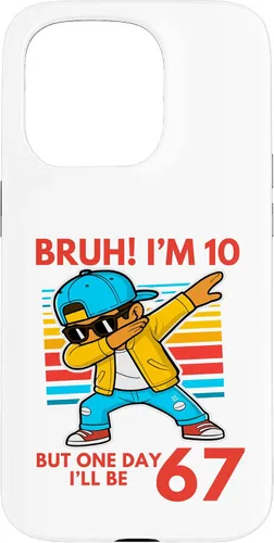 Vista 14 de Bruh I'm 10 But One-Day I'll Be 67 Retro 10th Birthday Kids Case for iPhone 17