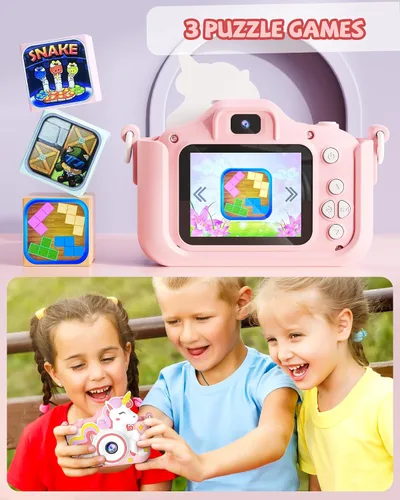 Vista 6 de Kikapabi Cámara de juguete de unicornio para niños, niñas y niños de 3 a 8 años, regalos de Navidad y cumpleaños para niñas de 3, 4, 5, 6, 7, 8