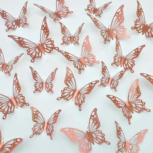 Vista 13 de Calcomanías de pared de mariposa 3D, decoraciones de mariposa para cumpleaños, bodas, fiestas, decoraciones de mariposas para decoración de sala