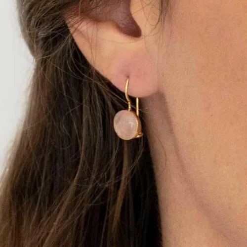 Vista 12 de 14K Gold Gemstone Drop Earrings - Birthstone Dangle - Solid Yellow Gold Dangle Earrings - Dainty Handmade Wedding Jewelry - Perfect Bridal or