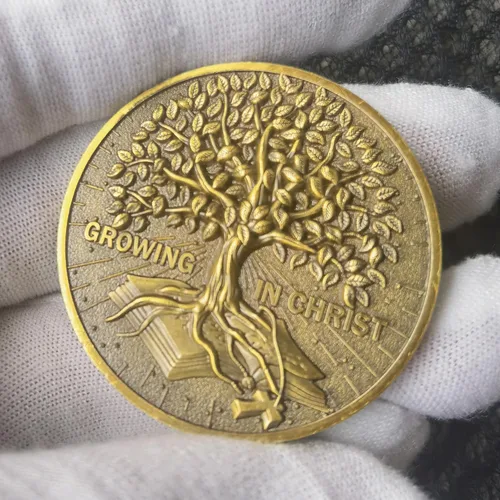 Vista 3 de Growing in Christ - Ficha de bolsillo con versículo bíblico de oro antiguo (4 unidades)