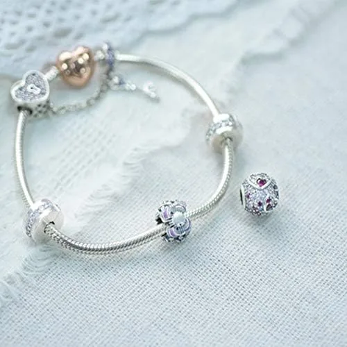 Vista 2 de Pandora 925 Sterling Silver Pendant Diy New Sterling Silver A Bunch Of Flowers Beads Fit Original Pandora Charms Bracelets Women Anniversary Jewelry