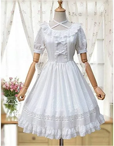 Vista 2 de Smiling Angel Vestido dulce blanco para niñas, faldas de corte de princesa, disfraces de cosplay, Blanco