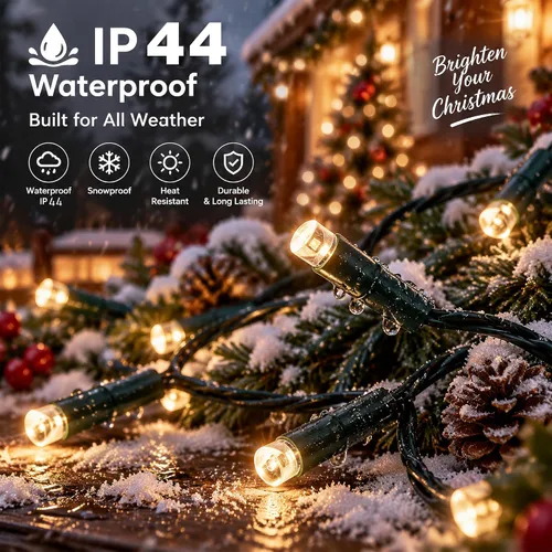 Vista 3 de Luces de Navidad, 1000 luces LED de 328 pies para árbol de Navidad enchufables con 8 modos, control remoto, tira de luces de Navidad impermeables