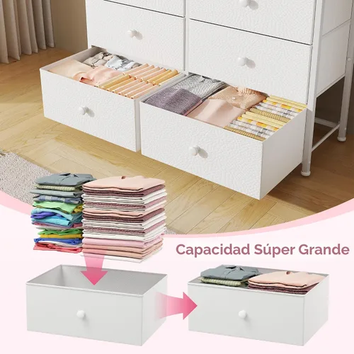 Vista 4 de Bepatio - Cómoda para dormitorio con 12 cajones, cómodas de tela y cómoda con marco de metal resistente, tapa de madera, para mujer, 98.8 cm (38.9")