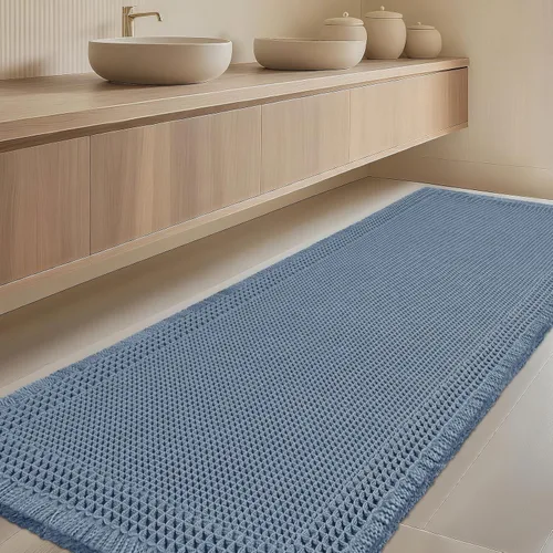 Vista 35 de Tapete de baño con diseño de gofre, moderno, bohemio, absorbente, antideslizante, ultrasuave, lavable a máquina, con letra de baño, dormitorio