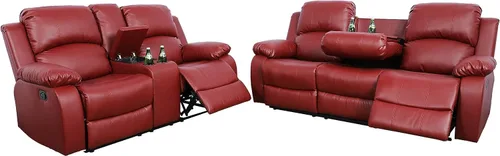 Vista 13 de Juego de muebles de cuero sintético para sala de estar, juego de sofá reclinable, sofá de dos plazas, juegos de muebles para sala de estar, sofá