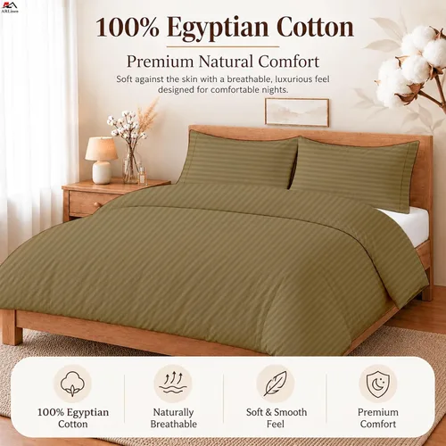 Vista 56 de ARlinen Juego de funda de edredón de tamaño individual, 100% algodón egipcio, juego de ropa de cama de 3 piezas con cierre de cremallera, incluye 1