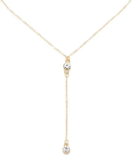 Vista 8 de Olbye Collar con colgante de piedra lunar arcoíris pequeño facetado piedra lunar gargantilla para mujeres y niñas y collar de gota en Y (dorado)